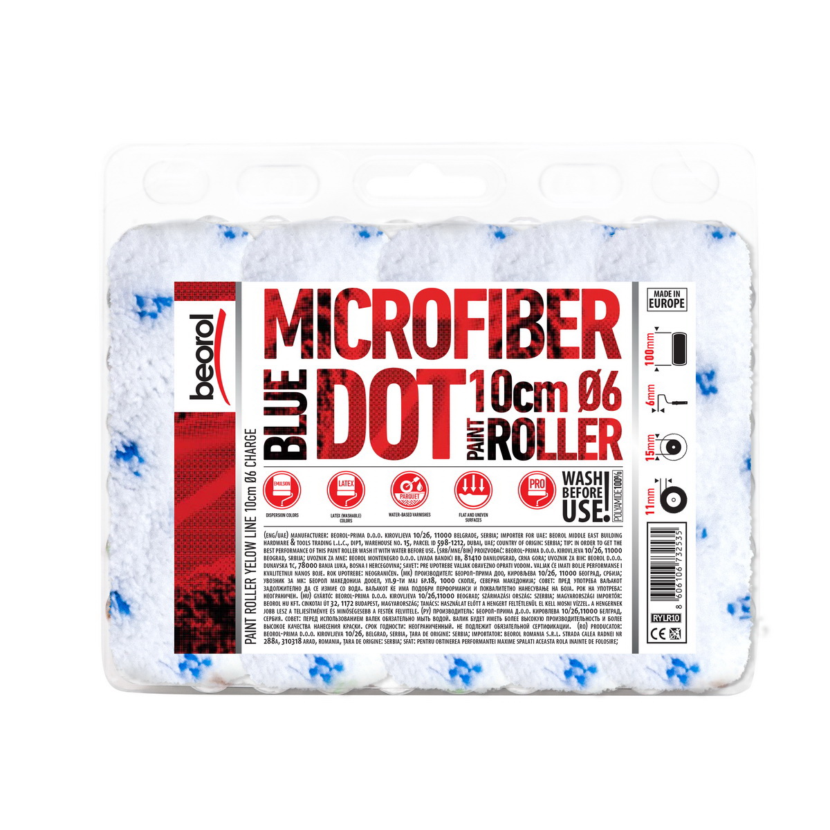 Radiátor henger Microfiber Blue Dot 10cm 10db 